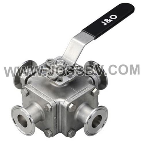 Four_way Sanitary T_Clamp Direct Mount Ball Valve